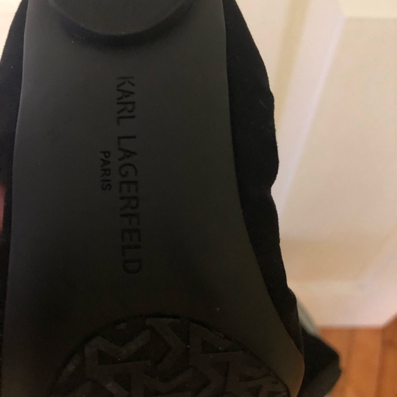 KARL LAGERFELD, black ballerina heart flats size 7 - Picture 5 of 6